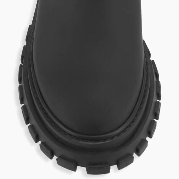 Schutz Juany Winter Black Rounded Toe Mid Calf Lug Sole Block Heel Boots 8.5 - Picture 4 of 10